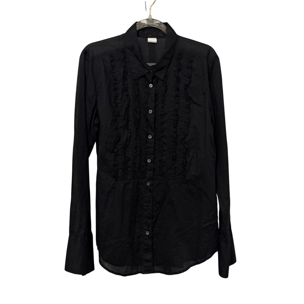 Vintage Y2K J Crew Office Siren Ruffle Top Capsule Minimal Cotton Quiet Luxury